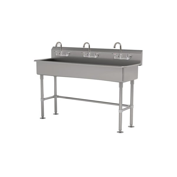 3 Station NSF 16 Ga. 304 SS Floor Mounted Sink - Faucet Included